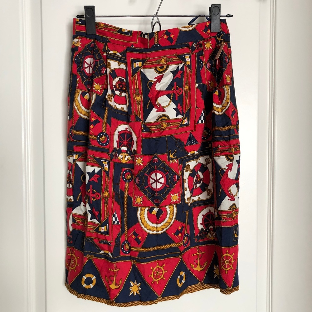 NWT Talbots Silk Nautical Gold Chain Skirt 8